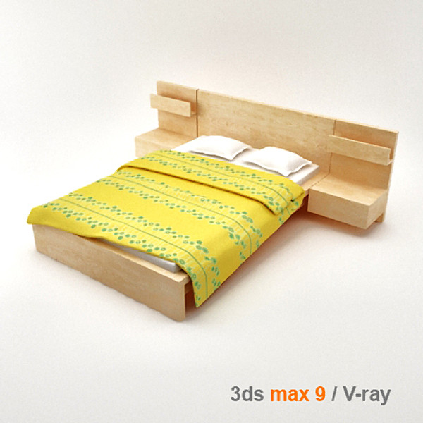 3d architectural visualization bedside cabinet model - MALM bed 140 with bedside cabinet by lajhar
